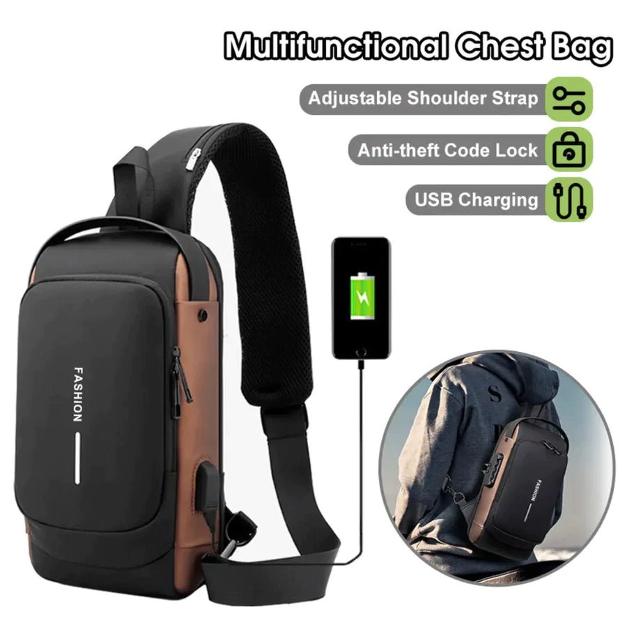 Anti-Theft Crossbody Bag with Password Lock for Travel