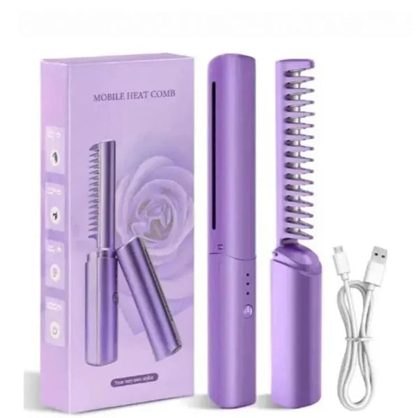 2-in-1 Hair Styling Brush, Straightener, Curler Comb